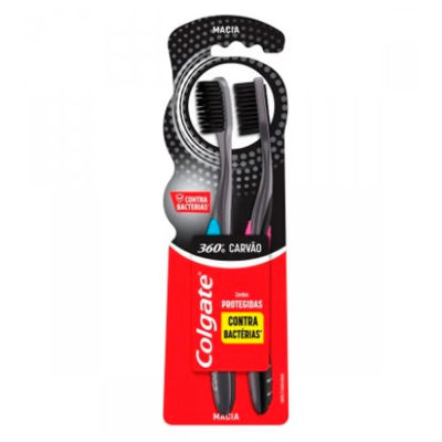 Escova Dental Colgate 360 2 Unidades Carvão