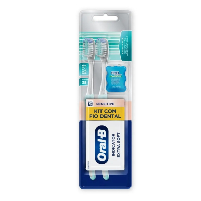 Escova Dental Oral B Indicator 2 Unidades 35+Fio Dent