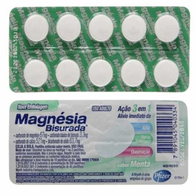 Magnesia Bisurada 10 Comprimidos Mastigáveis